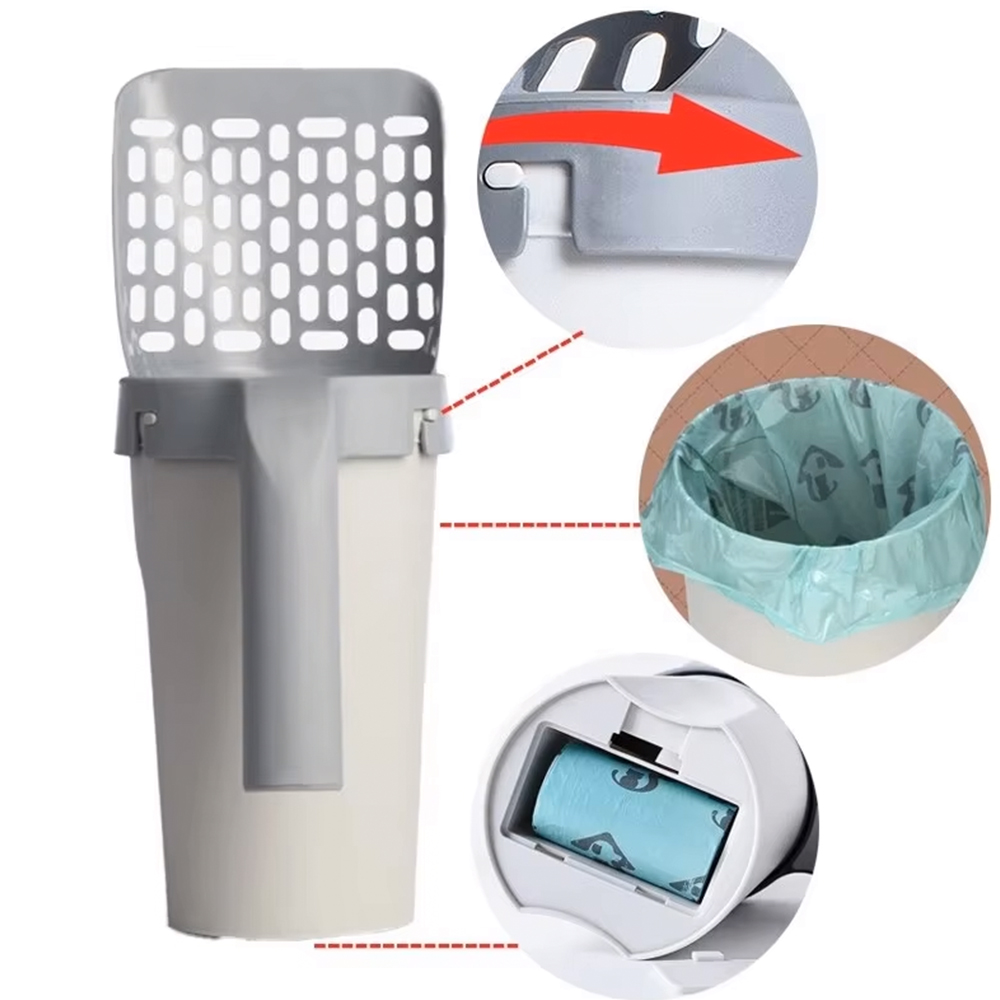 Dụng Cụ Dọn Vệ Sinh - Dụng Cụ Xúc Cát Dọn Phân Cho Mèo Có Ngăn Đựng Túi Đựng Phân