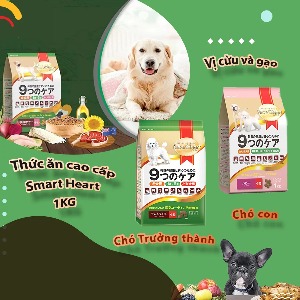 SMARTHEART GOLD (1kg) Thức Ăn Hạt Dinh Dưỡng Cho Chó Con Và Chó Trưởng Thành