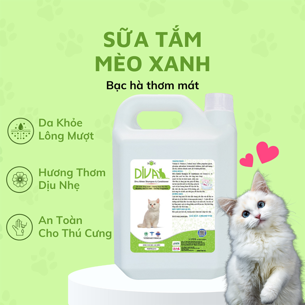 Sữa Tắm DIVA - Sữa Tắm Dành Cho Mèo, Sữa Tắm Chuyên Dụng Dùng Cho Spa