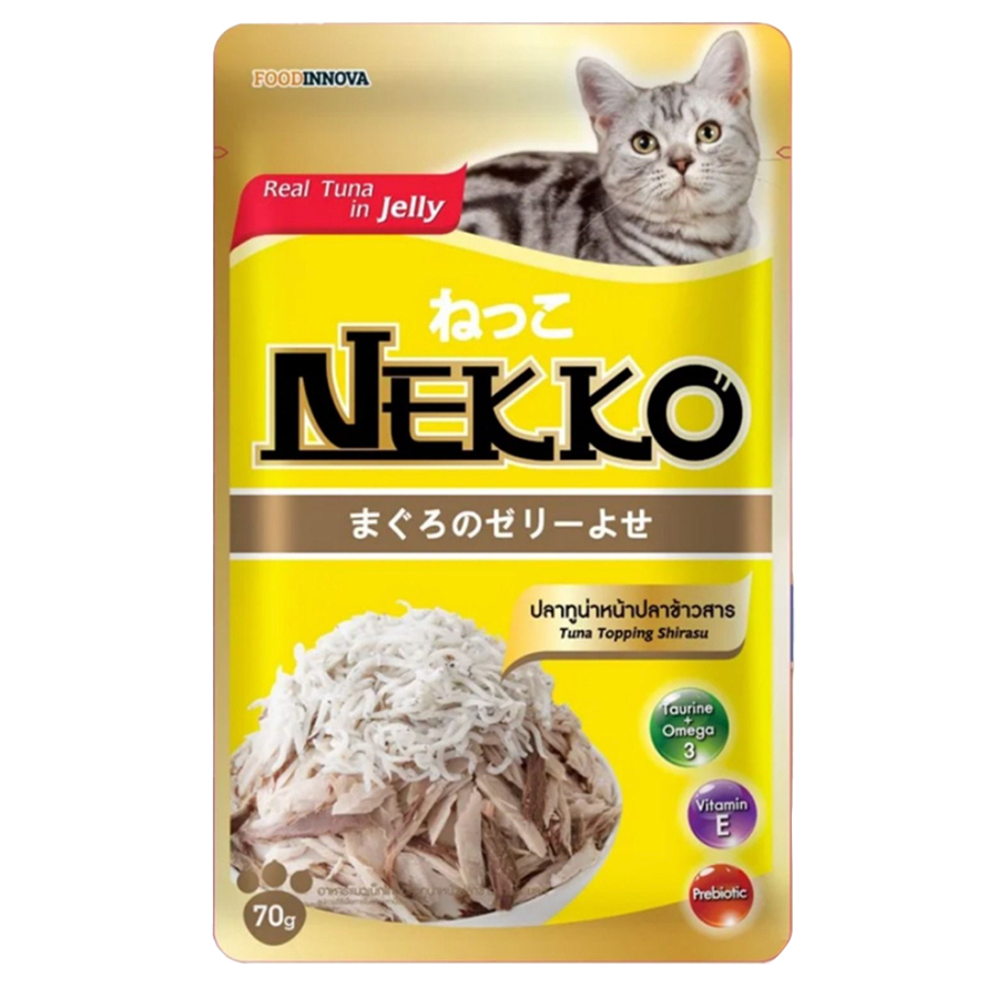 NEKKO JELLY (70g) Pate Cho Mèo Trưởng Thành Vị Cá Ngừ Nhiều Topping