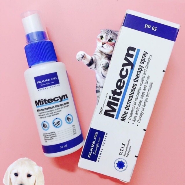 MITECYN Thuốc Xịt Trị Viêm Da Nấm Ghẻ Cho Chó Mèo