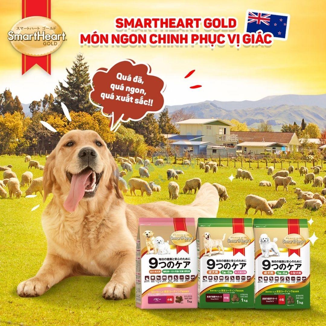 SMARTHEART GOLD (1kg) Thức Ăn Hạt Dinh Dưỡng Cho Chó Con Và Chó Trưởng Thành