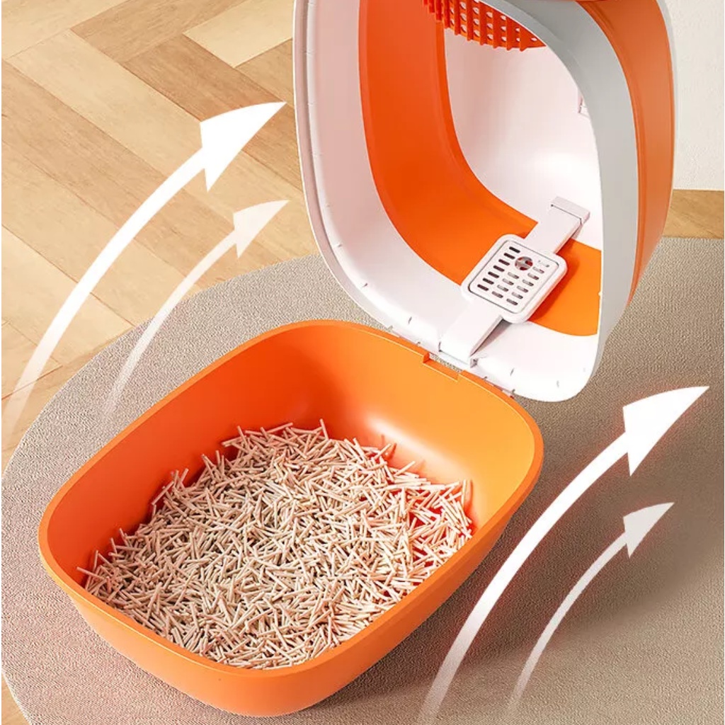 Nhà Vệ Sinh Cho Mèo Cỡ Siêu Lớn Kín Toàn Bộ Có Đèn UV Diệt Khuẩn (Pin)