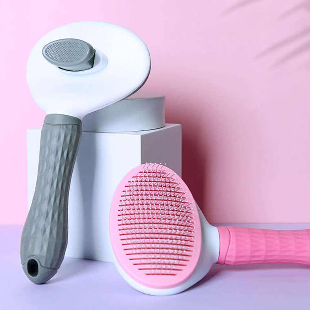 Lược chải lông hình bầu dục có nút bấm, gỡ rối lông chó mèo