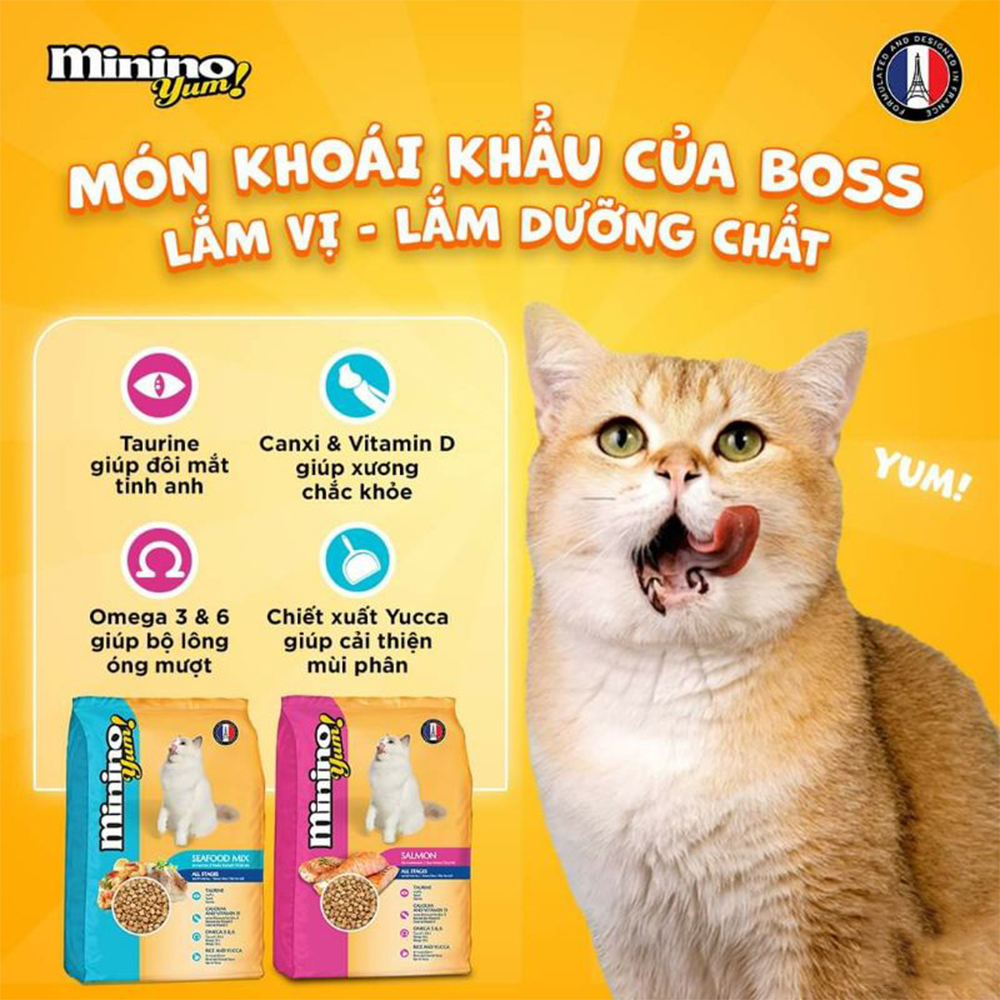 MININO Thức Ăn Hạt Khô Cho Mèo Con Và Mèo Trưởng Thanh