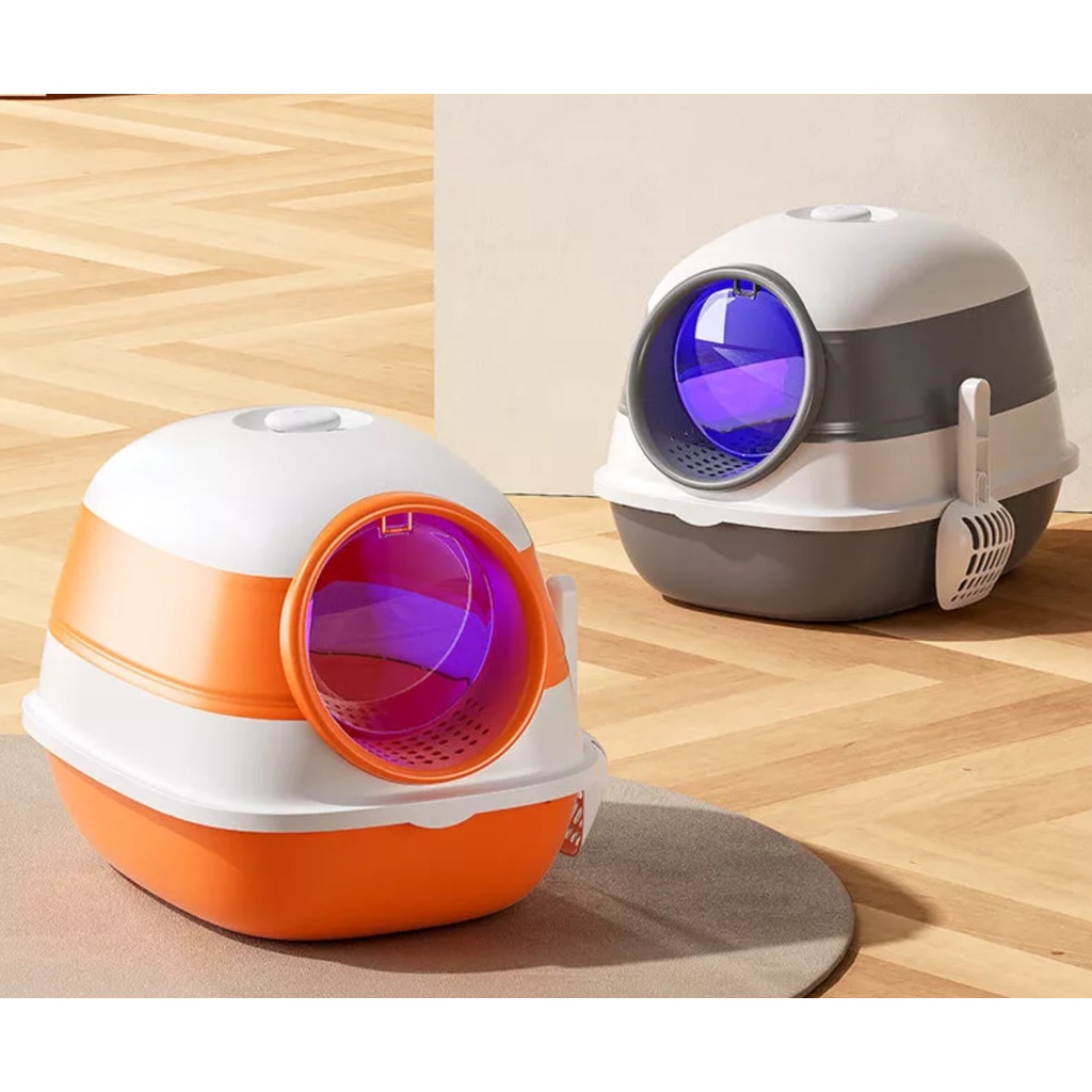 Nhà Vệ Sinh Cho Mèo Cỡ Siêu Lớn Kín Toàn Bộ Có Đèn UV Diệt Khuẩn (Pin)