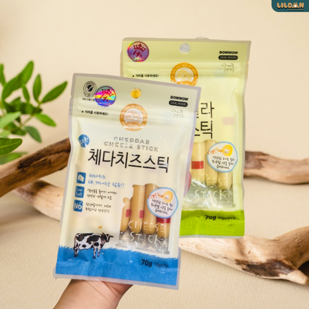 BOWWOW (70g) Bánh Thưởng Snack Thưởng - Xúc Xích Phô Mai Mozzarella, Cheddar Cho Chó