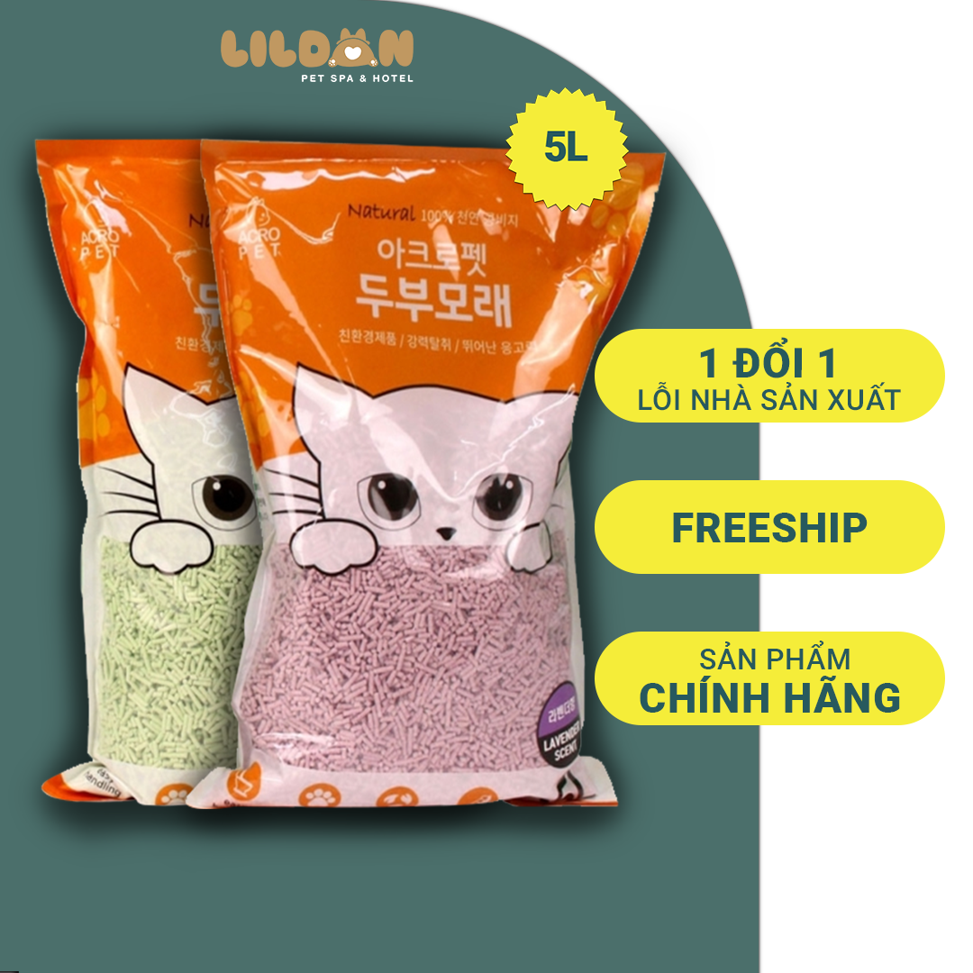 ACRO PET (5L) Cát Vệ Sinh Cho Mèo Làm Tử Đậu Nành Thấm Hút Tốt, Vón Cục Tốt, Mùi Thơm, Ít Bụi