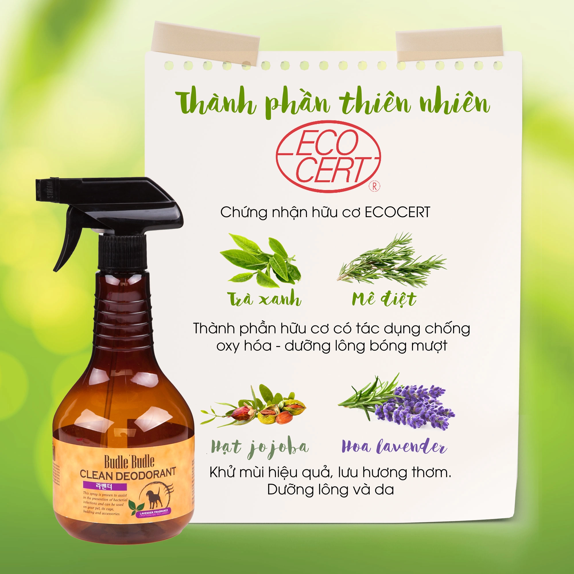 Budle'Budle - Xịt Khử Mùi Dưỡng Lông Dành Cho Thú Cưng 530ml