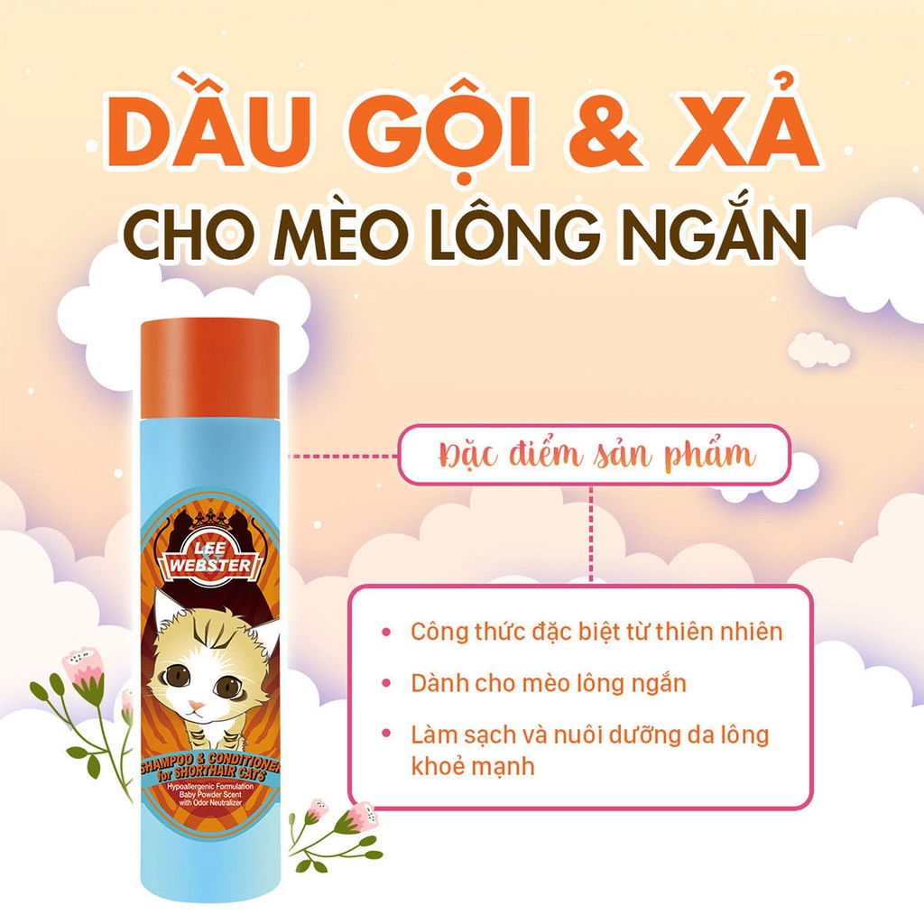 Lee&Webster Dầu gội và xả dành cho mèo - 280g