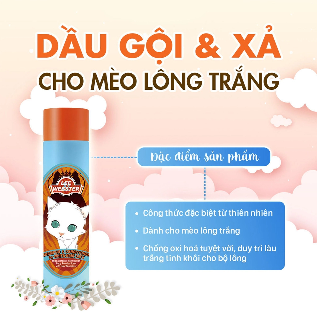 Lee&Webster Dầu gội và xả dành cho mèo - 280g