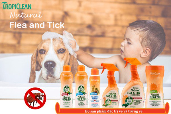 TROPICLEAN Xịt diệt ve và bọ chét dùng cho chó trên 12 tuần tuổi - 473ml - Hàng nhập khẩu