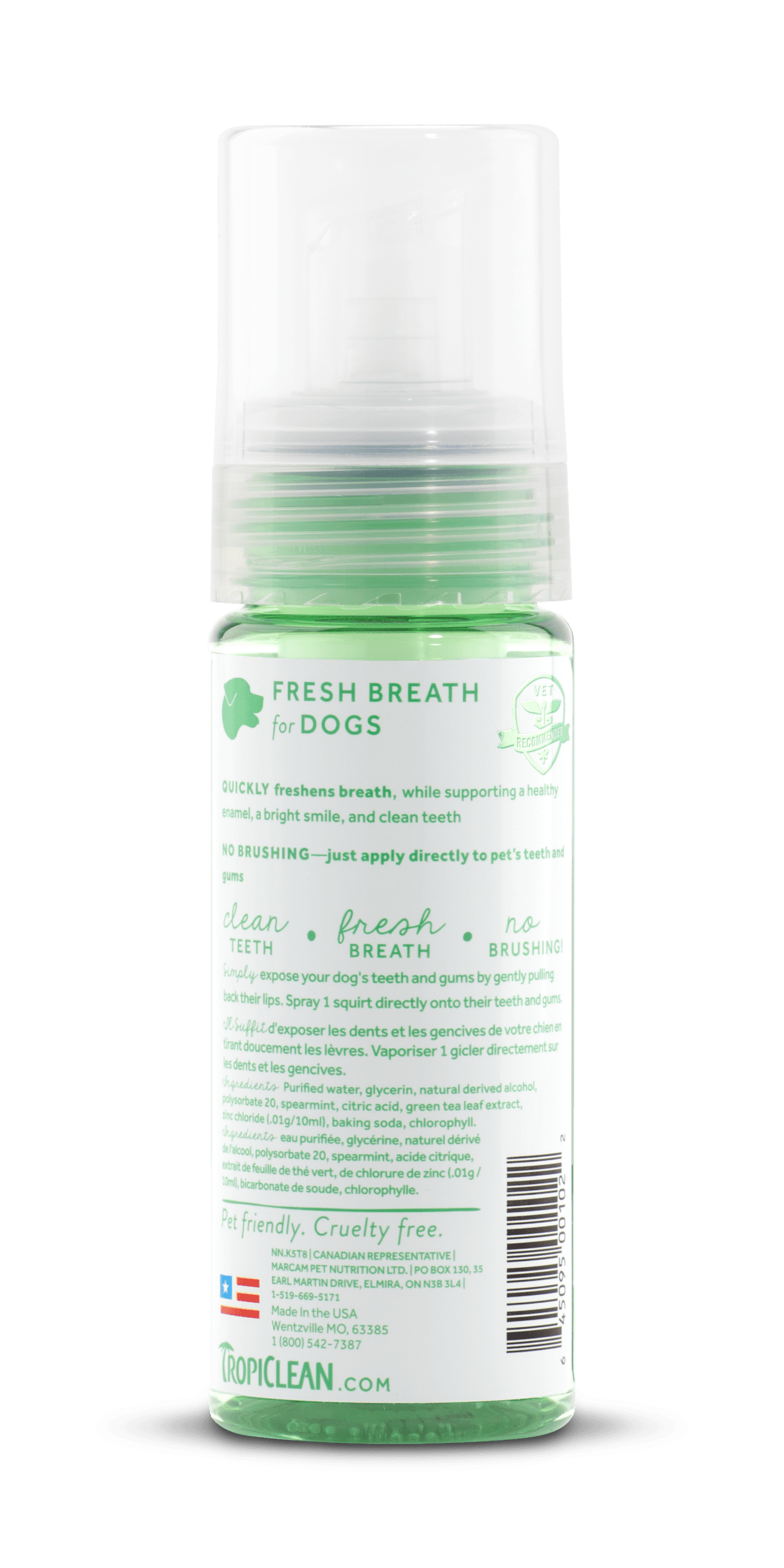 TROPICLEAN (133ml) Xịt Bọt Khử Mùi Hôi Miệng Và Ngừa Mảng Bám Cho Chó