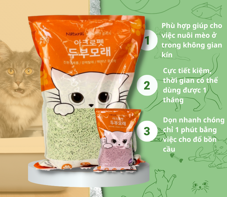 ACRO PET (5L) Cát Vệ Sinh Cho Mèo Làm Tử Đậu Nành Thấm Hút Tốt, Vón Cục Tốt, Mùi Thơm, Ít Bụi