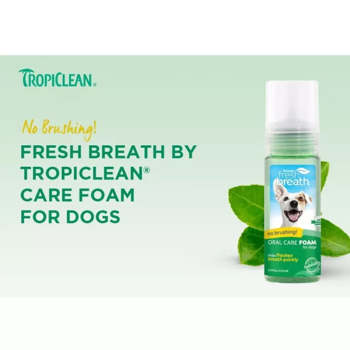 TROPICLEAN (133ml) Xịt Bọt Khử Mùi Hôi Miệng Và Ngừa Mảng Bám Cho Chó