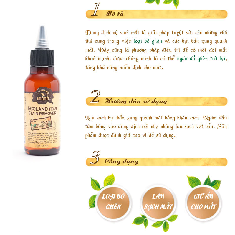 BUDLE'BUDLE (120ml) Dung Dịch Vệ Sinh Tai, Mắt, Răng Miệng Cho Chó