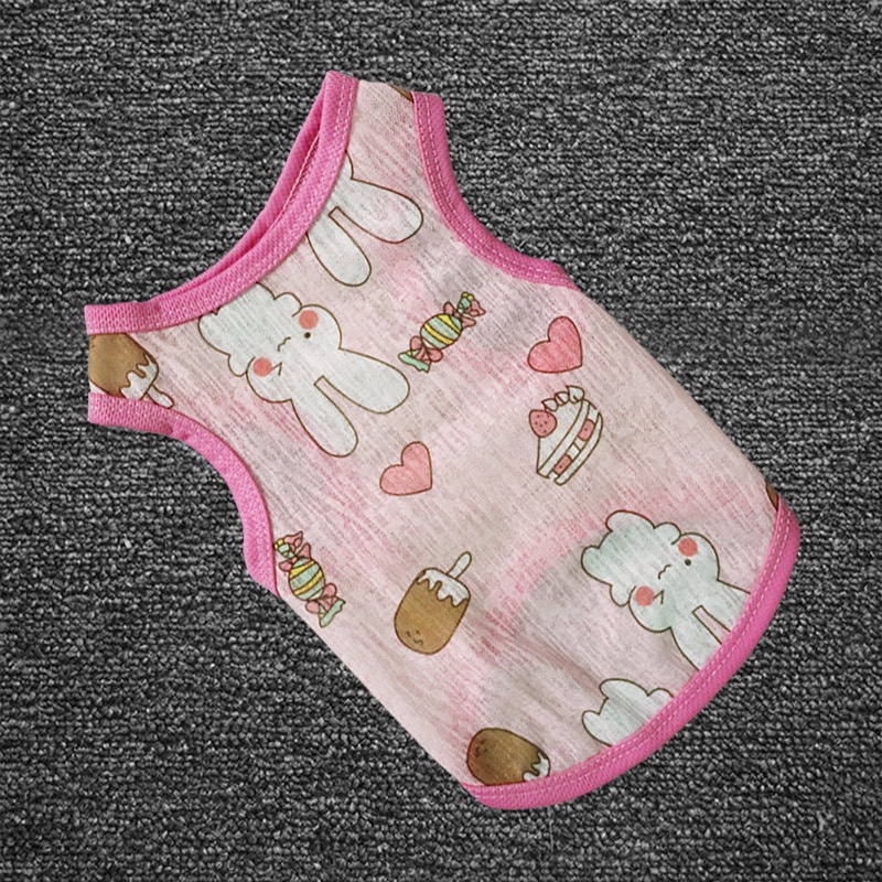 Áo cho thú cưng, áo cộc tay hoa văn mùa hè xinh xắn