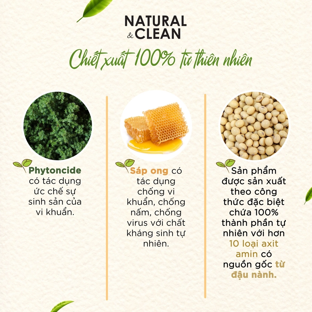 NATURAL CLEAN (500ml) Xịt Khử Mùi Diệt Khuẩn Chiết Xuất Thiên Nhiên
