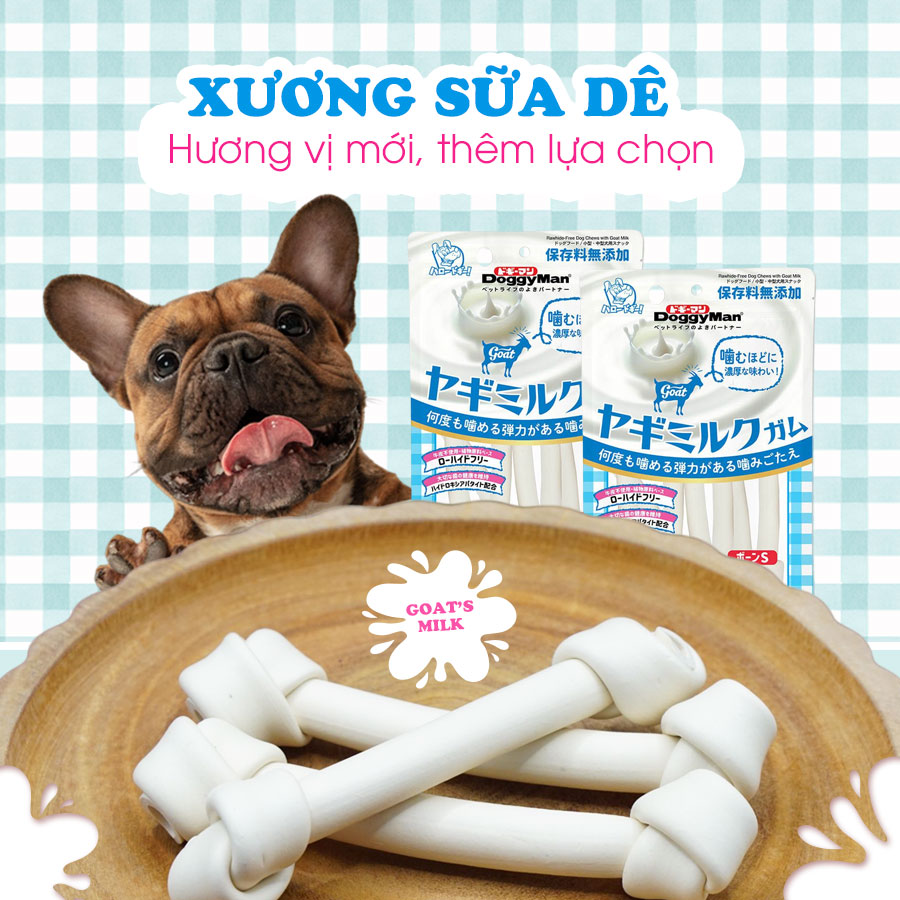 DOGGY MAN Bánh Thưởng Cho Chó - Xương Nơ Sữa Dê, Xương Nơ Thơm Miệng