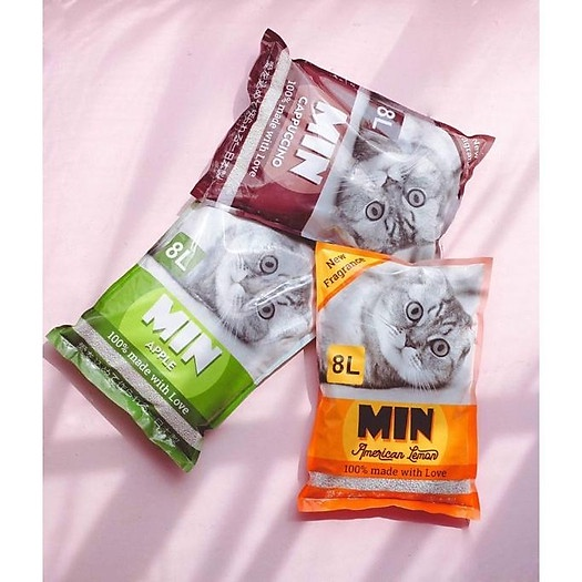 CÁT MIN (8L) Cát Vệ Sinh Cho Mèo Làm Từ Đất Sét - Thấm Hút Tốt, Vón Cục Tốt, Mùi Thơm, Ít Bụi