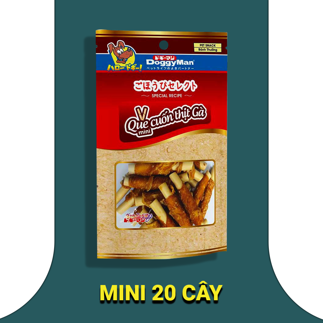 DOGGY MAN Bánh Thưởng Cho Chó - Que Gặm, Xúc Xích, Que Cuốn Thịt Gà Sấy