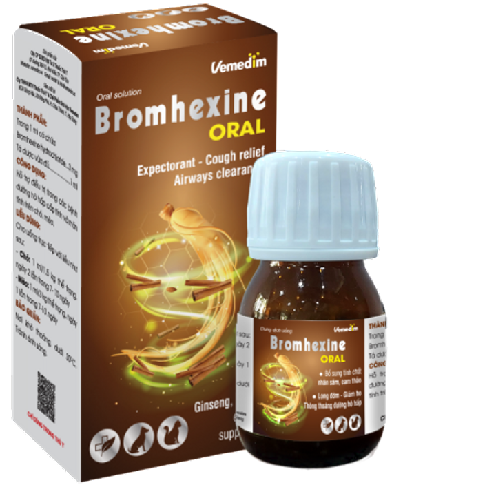 Bromhexine Oral - Giảm ho, thông thoáng đường hô hấp cho Chó Mèo