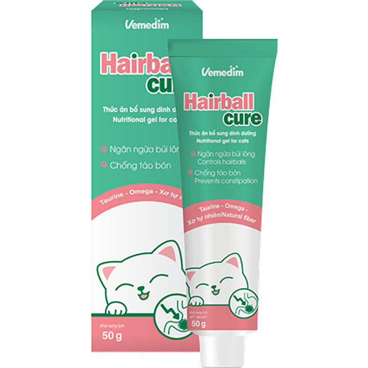 Vemedim Hairball cure - Ngăn ngừa búi lông trong dạ dày và hạn chế táo bón, nôn mửa do búi lông