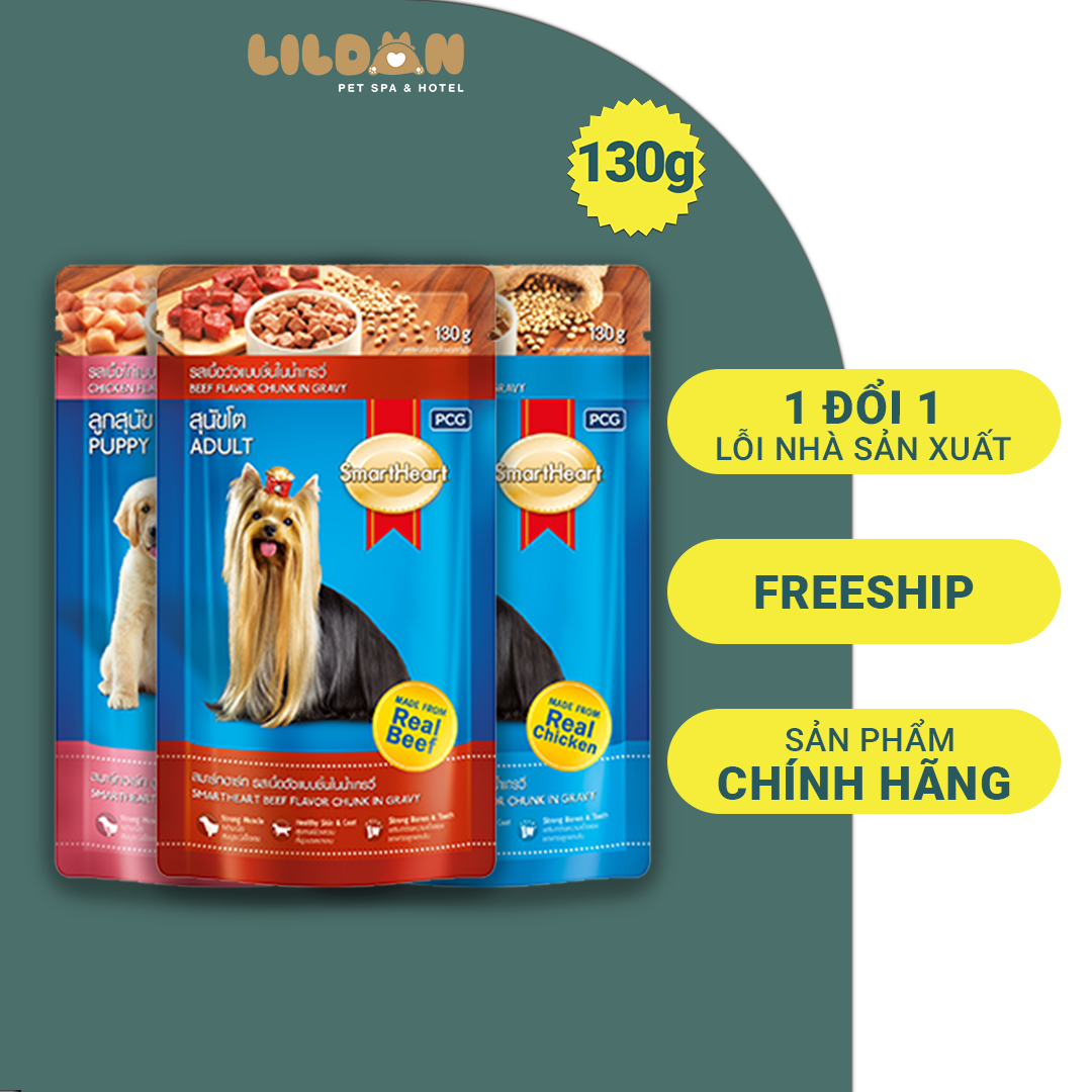 SMARTHEART (130g) Pate Dinh Dưỡng Cho Chó Con Và Chó Trưởng Thành Vị Gà Bò