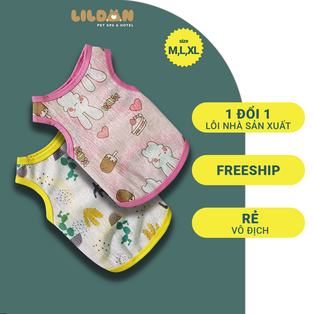 Áo cho thú cưng, áo cộc tay hoa văn mùa hè xinh xắn