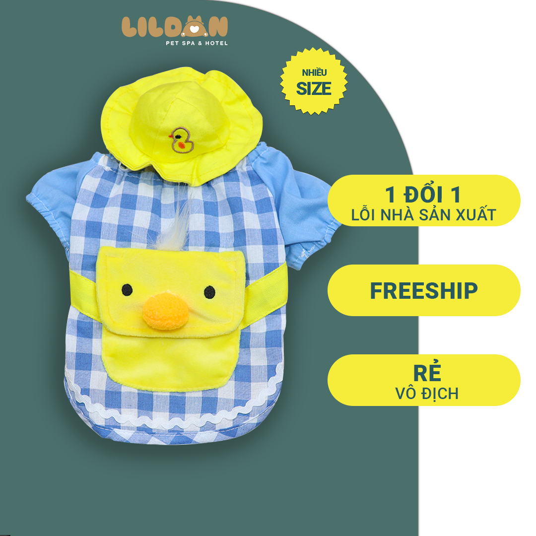 Áo cho thú cưng, áo con vịt vàng có nón nhiều kích cỡ