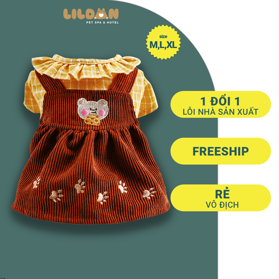 Áo cho thú cưng, đầm vải nhung nhiều kích cỡ
