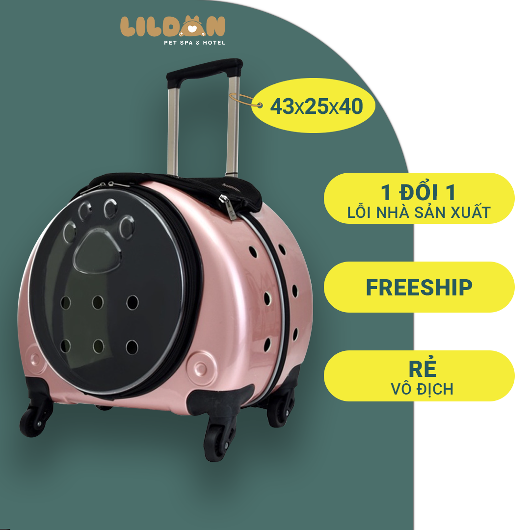 Balo, Vali Vận Chuyển Chó Mèo Có Bánh Xe Kéo Tiện Lợi, Hàng Cao Cấp
