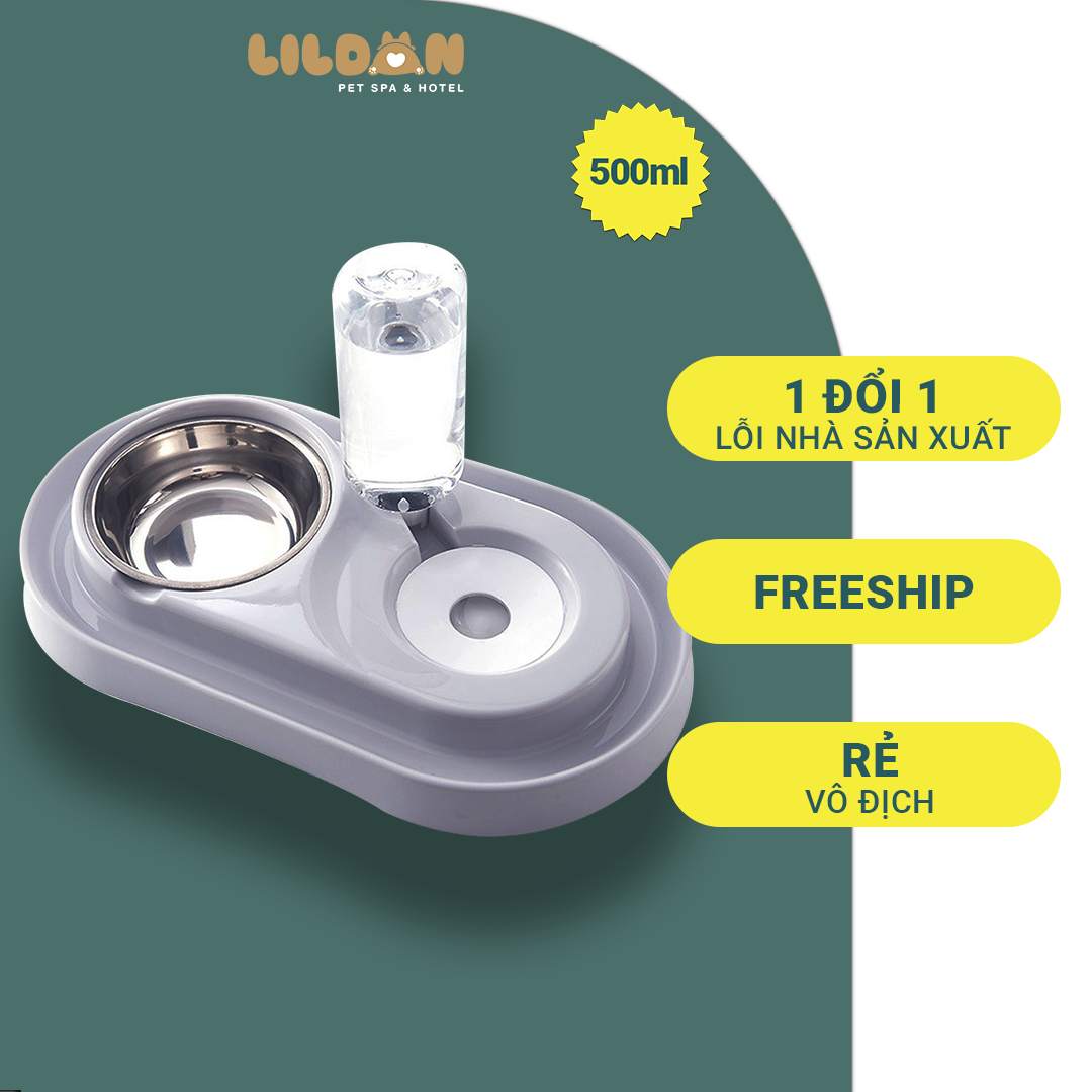 Bát Ăn Chén Ăn - Khay Ăn Chống Kiến Có Bình Nước Tự Động Cho Chó Mèo