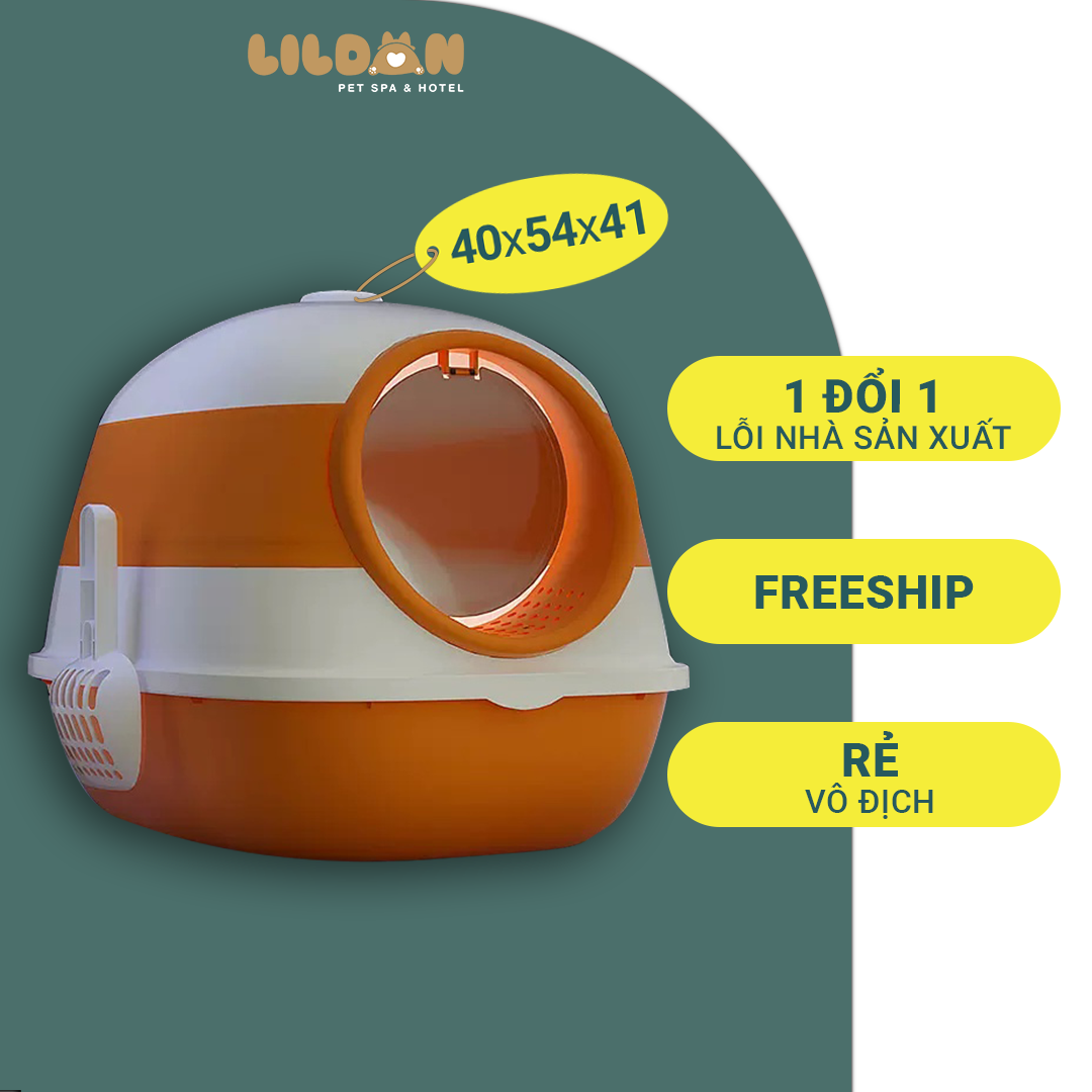 Nhà Vệ Sinh Cho Mèo Cỡ Siêu Lớn Kín Toàn Bộ Có Đèn UV Diệt Khuẩn (Pin)