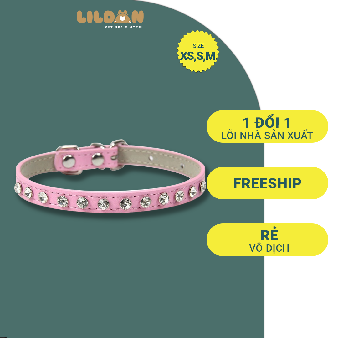 Vòng Cổ Chó Mèo - Vòng Cổ Nhung Đính Đá Cao Cấp Cho Chó Mèo