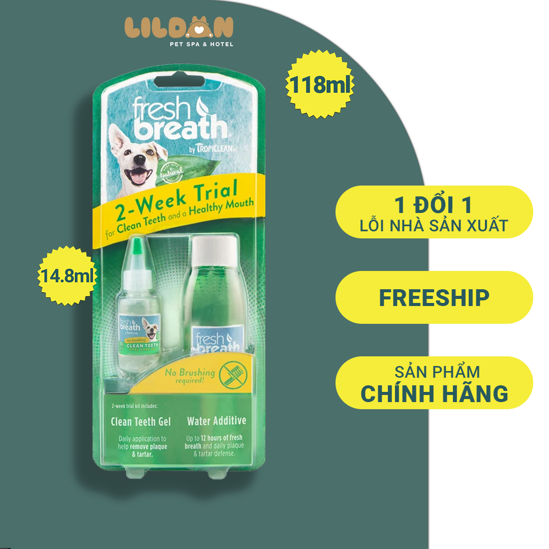 TROPICLEAN Combo Vệ Sinh Răng Miệng Cho Chó Bao Gồm Gel và Nước Vệ Sinh Răng Miệng