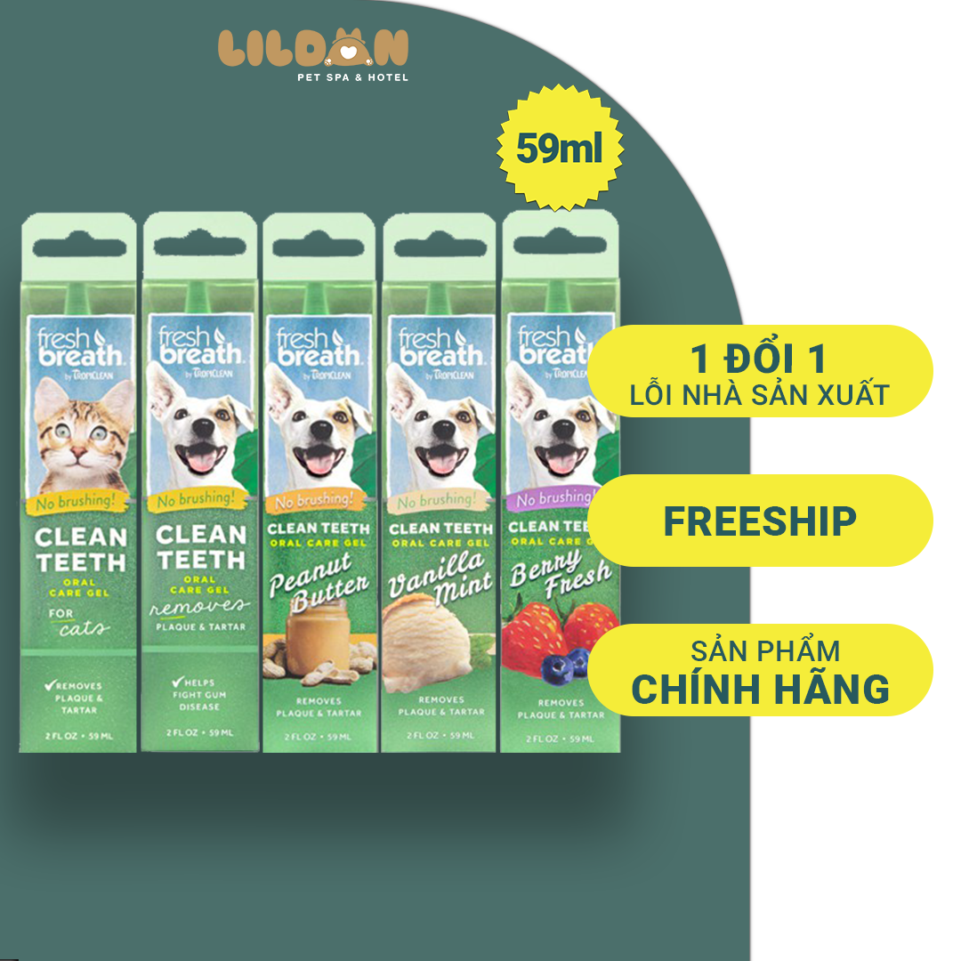 TROPICLEAN (59ml) Gel Làm Sạch Vệ Sinh Răng Miệng Cho Chó Mèo
