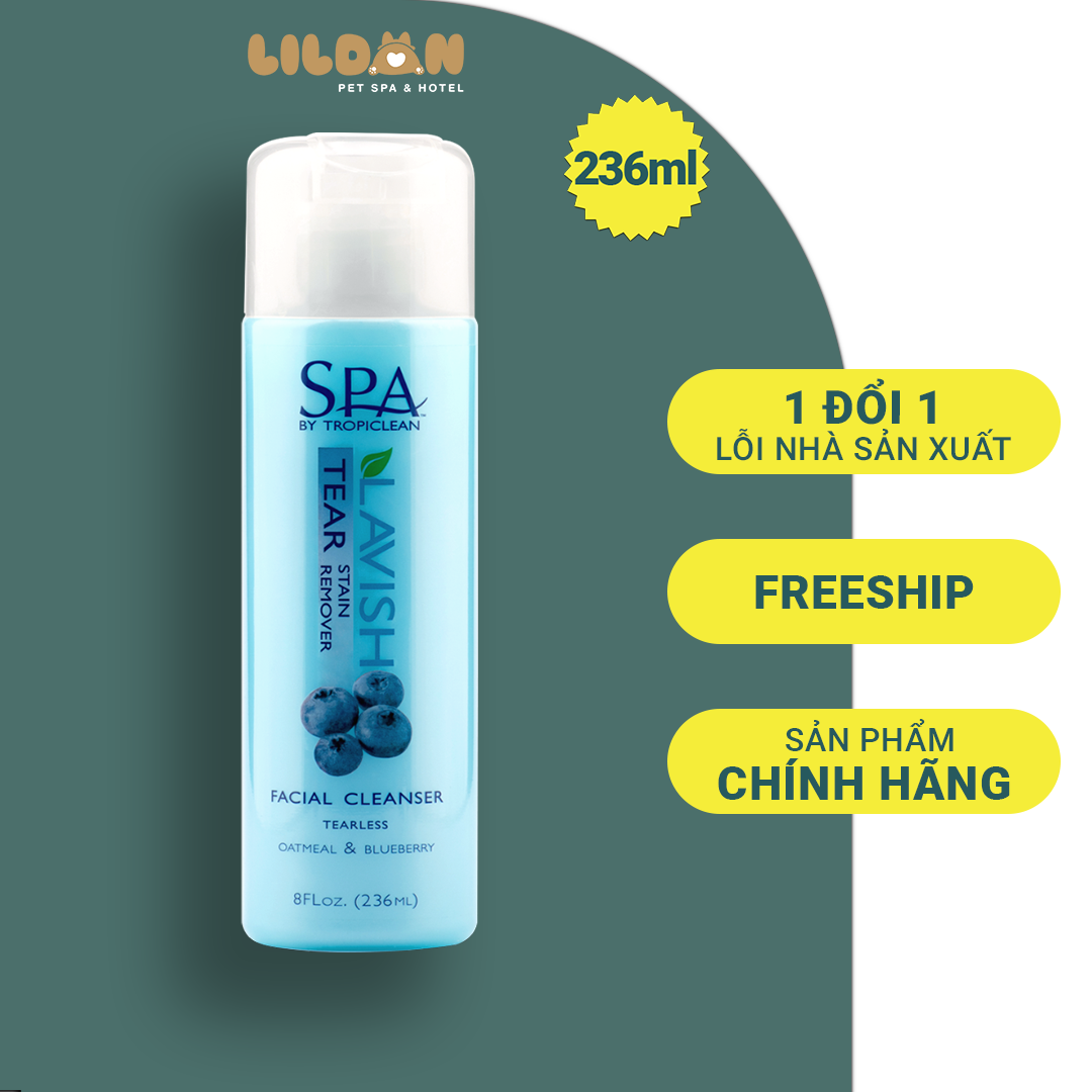 TROPICLEAN SPA Sữa rửa mặt tẩy vết ố vùng mắt cho chó, mèo - 236ml - Hàng nhập khẩu