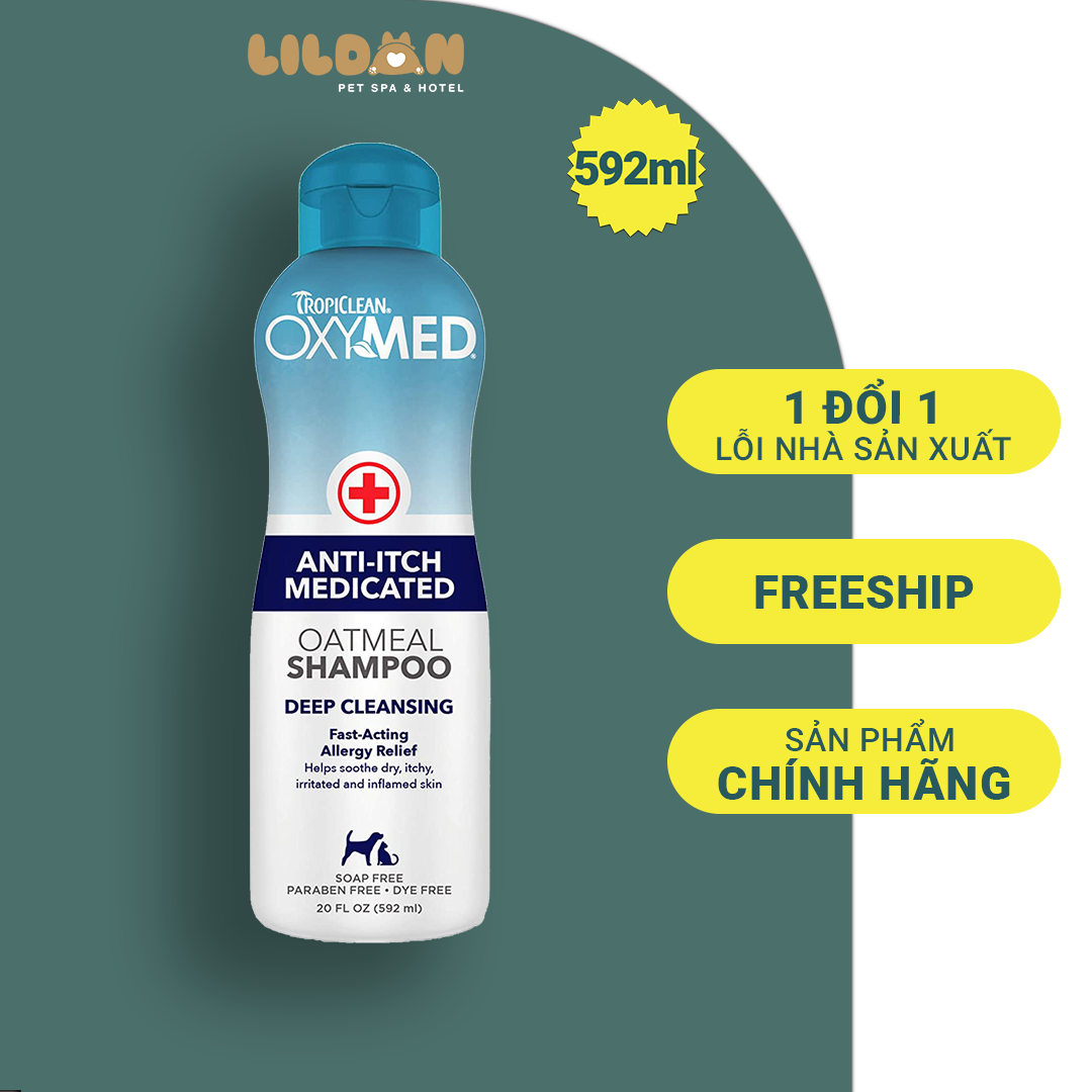 TROPICLEAN Sữa tắm trị ngứa, trị viêm da cho thú cưng - 592ml - Hàng nhập khẩu
