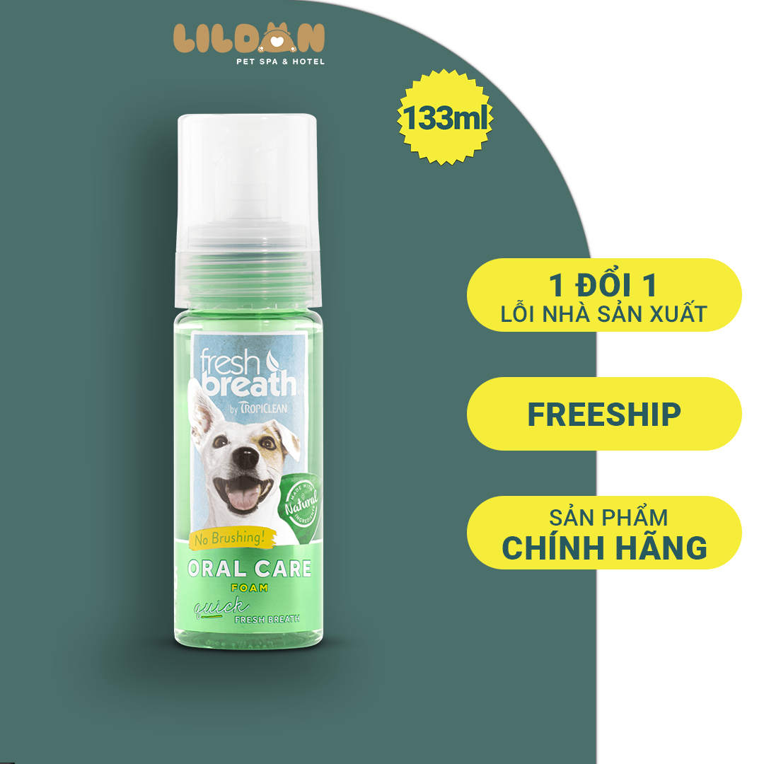 TROPICLEAN (133ml) Xịt Bọt Khử Mùi Hôi Miệng Và Ngừa Mảng Bám Cho Chó