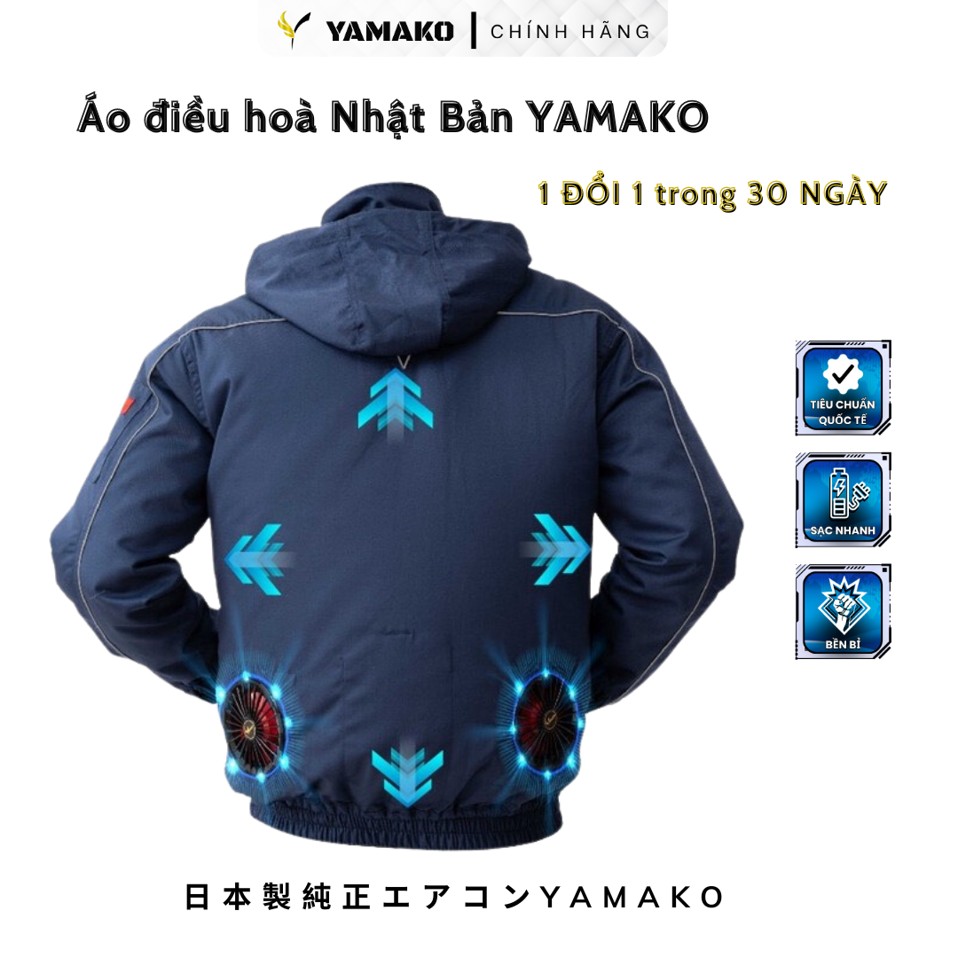 Áo điều hòa KAKI chống tia lửa hàn Yamako Nhật Bản màu XANH THAN (Áo bán rời không phụ kiện)