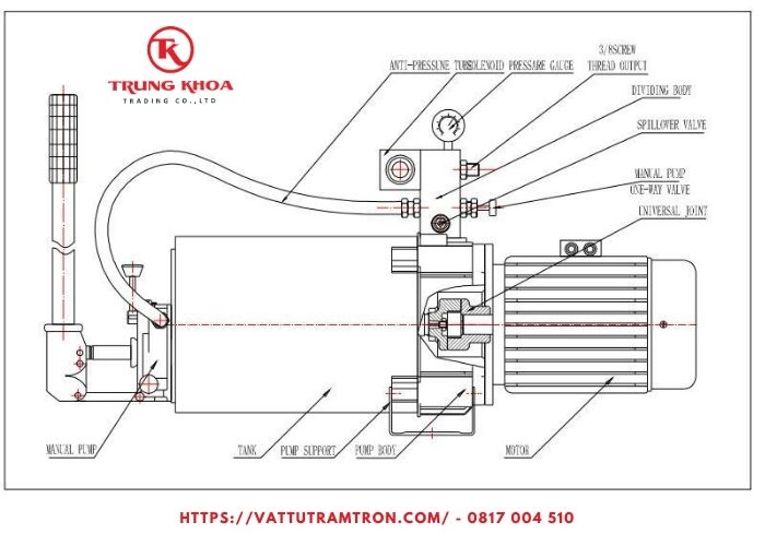 Bơm thủy lực bánh răng cửa xả cối trộn 5