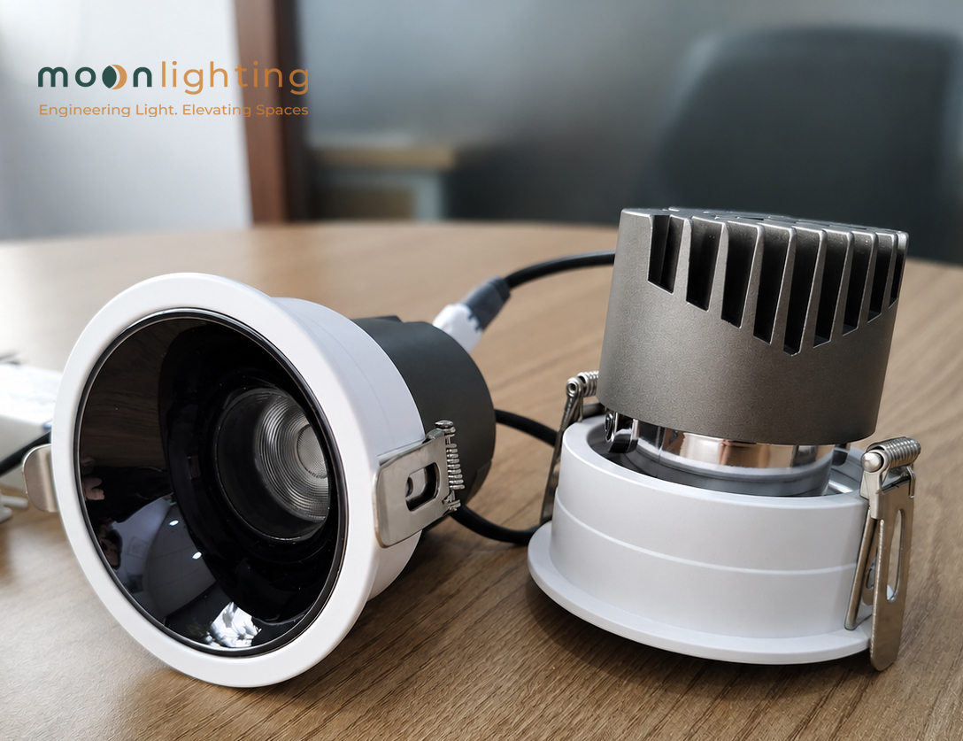 Cận cảnh bề mặt thực tế sản phẩm Đèn LED Spotlight Âm Trần MG-M5B01-10 tối giản