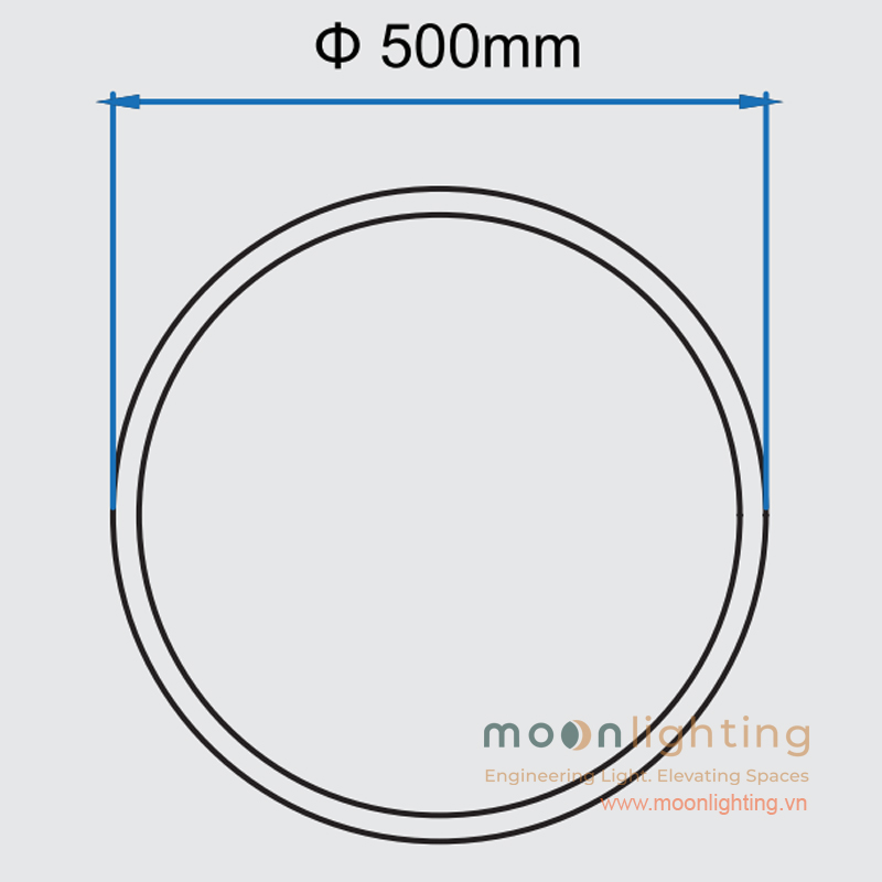 Bản vẽ kích thước đường kính mặt cắt phi 500mm đèn cột sân vườn năng lượng mặt trời Solar MG-SL003