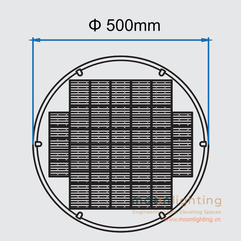 Bản vẽ kích thước tấm pin năng lượng mặt trời Solar Electric Power integrated đường kính Phi 550mm Moon Lighting
