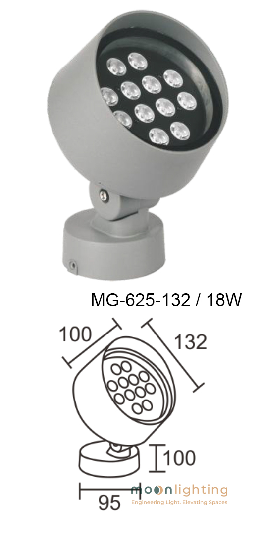 Bản vẽ kích thước thông số kỹ thuật Đèn LED Project Light MG-625-132 18W Moon Lighting