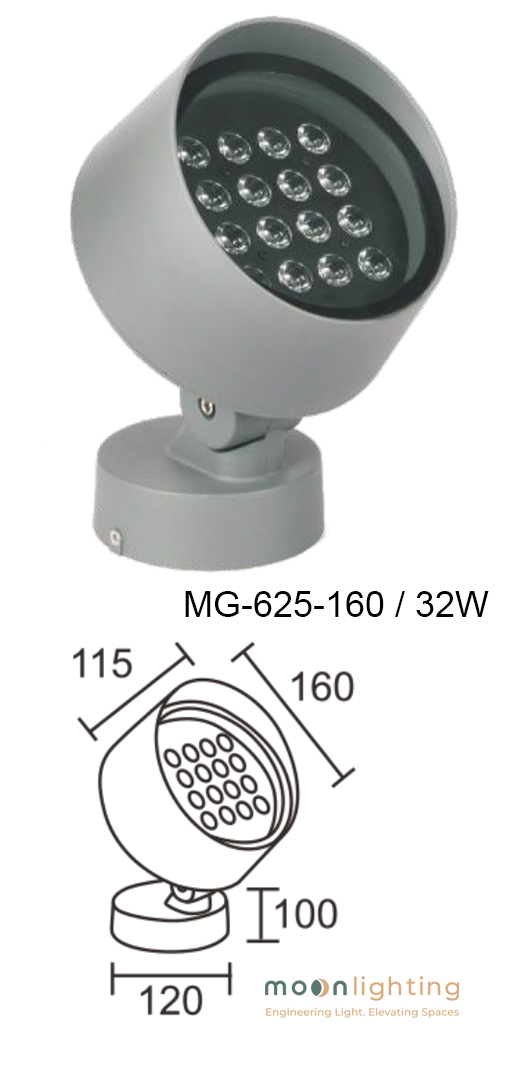 Bản vẽ kích thước thông số kỹ thuật Đèn LED Project Light MG-625-160 32W Moon Lighting