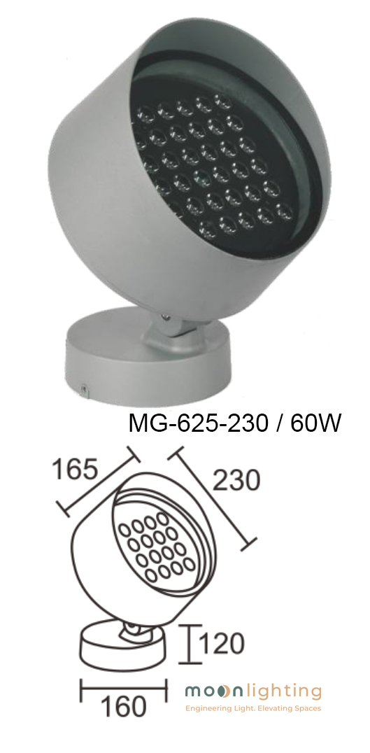 Bản vẽ kích thước thông số kỹ thuật Đèn LED Project Light MG-625-230 60W Moon Lighting