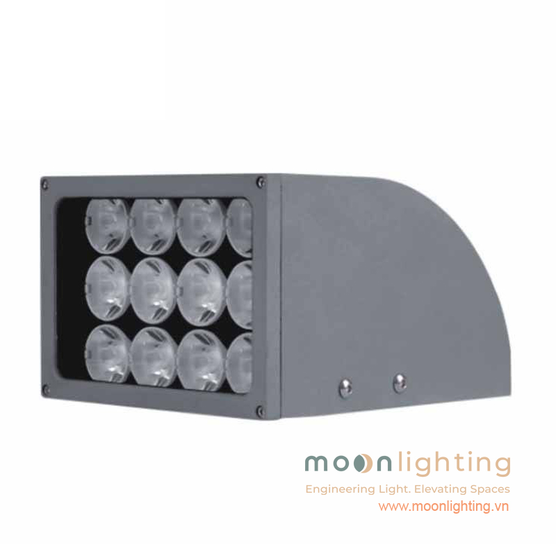 Hình ảnh thực tế mẫu đèn pha LED rọi cột MG-610 Series công suất 32W với ma trận 12 thấu kính LED chuẩn chống nước IP66 Moon Lighting