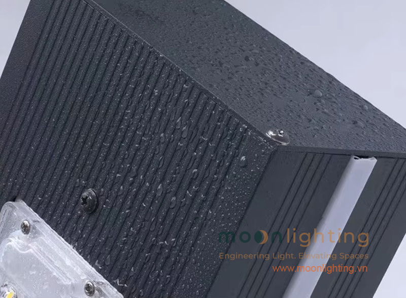 Bề mặt nhôm đúc đùn phay rãnh chống nước đầu đèn MG-SL018 Moon Lighting Chi tiết bề mặt hợp kim nhôm đúc đùn phay rãnh đọng nước phủ sơn tĩnh điện chuẩn IP65 đầu đèn cột sân vườn MG-SL018